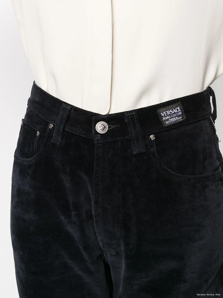 Affordable velvet Women 1990s trousers Versace straight-leg 0711